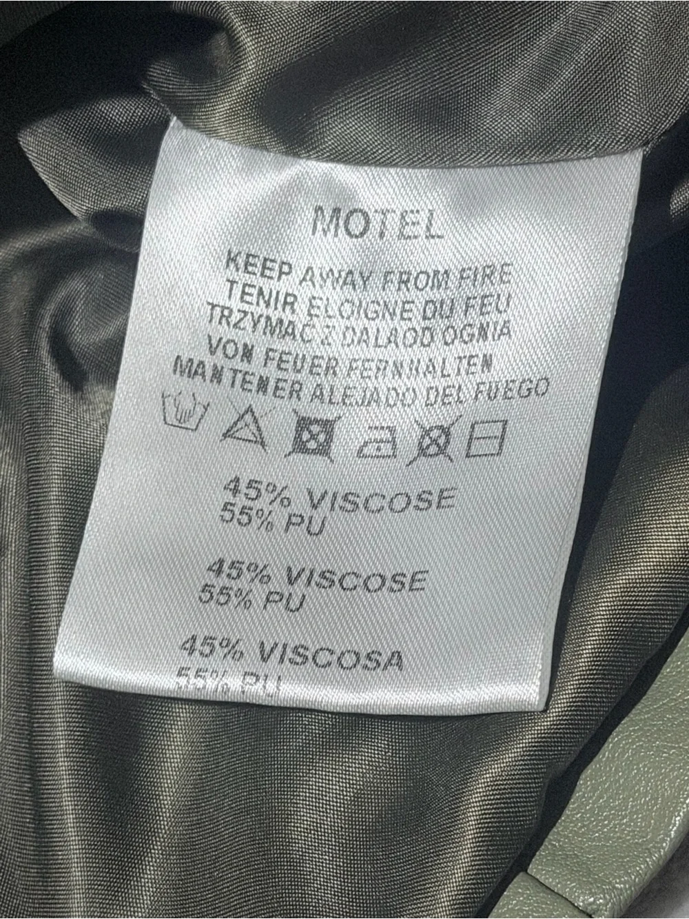 Motel Rocks Olive Green Faux Leather Jacket - Picture 12 of 12